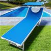 BAKAJI Lettino Prendisole Lido Alluminio Parasole e Cuscino Piscina Mare Giardino Blu