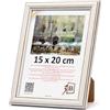 3-B Cornice portafoto Bari RUSTIKAL - Bianco/Nero - 15 x 20 cm - Cornice in legno, cornice portafoto con vetro acrilico
