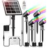 CLY Faretti Solari a LED da Esterno RGB, 30 Modalità Dinamiche Multicolore Luci Solari Esterno Giardino RGB Decorative 10 Colori 2 Luminosità Lampada Solare da Esterno 5000mAh IP66 Impermeabile 4 in 1