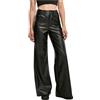 Urban Classics Ladies Faux Leather Wide Leg Pants, Pantaloni Donna, Nero, 33