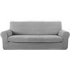 Deconovo Copridivano elasticizzato jacquard - Copridivano a 3 posti (180-230 cm), grigio chiaro