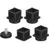 QUARKZMAN 4pz Piedini Regolabili per Mobili, 40x40mm Gambe Mobili Regolabile in Plastica Livellamento Rettangolare Scorrevoli Vite Inserto Tubo per Foro 40mm per Tavolo Sedia Mobili, Nero