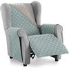 textil-home Textilhome Copridivano Malu 1 Posti con Braccioli - Copripoltrona Relax e Orecchioni Reversibile, Imbottito, Protezione Antigraffio per Divani, Colore Acquamarine