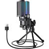 TONOR RGB Microfono a Condensatore per PC, USB per Streaming e Gioco, Cardioide Mic per Podcasting, Youtube, Set di Microfoni con Pulsante di Silenziamento, 3.5mm Jack, Treppiede, TC777 Pro