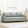 Rantry Divano a 3 Posti Grigio Chiaro 180 cm in Velluto,Mobile Divano Giardino, Divano Letto Sofà Soggiorno Divanoletto, Divani Esterno, Salotto Terrazzo Esterno Arredamento k
