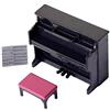 Toddmomy Pianoforte tastiera giocattolo per bambini casa delle bambole pianoforte modello mini sgabello Musical Instruments giocattolo educativo per micro paesaggio fata giardino nero