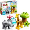 LEGO DUPLO Animali dell'Africa, Giochi Educativi con Animali Giocattolo per Bambini e Bambine dai 2 Anni con Giraffa, Elefante e Tappetino da Gioco 10971