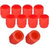 cyclingcolors 10x Cappucci delle valvole cappuccio luminoso fosforescente valvola pneumatici Auto Bici Moto Schrader Plastica, Rosso