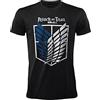 Sabor Maglietta T-Shirt Attack ON Titan Simbolo Logo Attacco dei Giganti - Stampa Frontale - Nera - Maniche Corte - 100% Cotone (XXS)