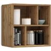 WHOUS Pensile a Cubo CHRONOS per Soggiorno con 4 Vani, Pensile a Giorno e Libreria Multiuso per Salotto, 50x35x50 cm, Rovere