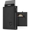 TENBST Portafoglio Uomo Slim, Magnetico Porta Carte di Credito Uomo con RFID Anticlonazione, Portacarte Uomo Piccolo, Porta Tessere con Portamonete e Contanti, Idea Regalo Uomo - Nero