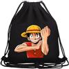 Roffatide Anime Cappello di Paglia Pirati Borsa con Coulisse Stampata Zaino Sportivo Borsa in Tela con Coulisse a Tracolla Nero
