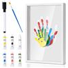 Fouvin Set di impronte a mano per bambini, cornice in legno per fai da te, fogli trasparenti, set regalo senza fine, colori atossici (bianco)