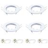 VIKSAUN 4 Pezzi Tondo Portafaretto da Incasso Non Orientabile Montatura Rotondo Metallo Bianca Con Portalampada GU10 per Faretto da Soffitto GU10 e MR16 Lampada Alogena Colore Bianco Lucido (4 pcs)