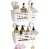 Lifewit Cestino per Doccia a Ventosa da Parete, 26 cm Mensola Doccia senza Foratura, Porta del Bagno in Plastica Rimovibile per Gel Shampoo, Gel Lavaggio viso, Bianco, 2 Confezioni