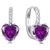 Starchenie Orecchini Donna Sterlina Argento 925 Cuore Ametista Zirconi Pietra Portafortuna Orecchini Compleanno Gioielli