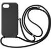 Ququcheng Cover Compatible con iPhone 16e(6.1),Cellulare Girocollo Custodia con Cordino TPU corda Silicone Case Bumper per iPhone 16e(6.1) Custodia-Nero