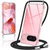 Coiwxmoi Cover per Google Pixel 9 con Cordino 6.3,Trasparente Custodia con Laccio Tracolla Corda Catena Cinghia,Ultra Morbido Silicone TPU Antiurto Case per Google 9, Nero