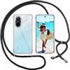 ISOI Cover con Cordino per Xiaomi Redmi A5 4G, Custodia Trasparente con Collana Tracolla Laccio Collo Ultra Sottile Morbido TPU Silicone Antiurto AntiGraffio Case, Nero