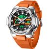 findtime Orologio digitale tattico militare da uomo, impermeabile fino a 5 atm, orologio analogico con retroilluminazione a LED 12/24 ore, allarme conto alla rovescia, Arancione, Cinturino