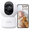 LAXIHUB 3K/5MP Telecamera WiFi Interno 5GHz, Telecamera Sorveglianza Interno, 355° Telecamera Cani con Visione Notturna, Rilevamento di Movimento/Suono, Tracciamento Automatico, Audio Bidirezionale