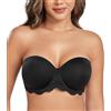 DotVol Reggiseno Senza Spalline da Donna Reggiseno Push-up Senza Spalline con Coppe sagomatePizzo Nero 4F