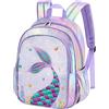 WAWSAM Sirena Zaino da Bambina - Zaino Scuola con Paillettes Viola Borsa per libri per Bambini Scuola Elementare Viaggio Borsa per la Scuola per Natale Compleanno di Nuovo a Scuola Regalo Vicino All'anno