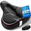 TECHCYC Coprisella Bici Gel Morbido, Copri Sella Sellino Bici in memory foam a doppio strato, design ergonomico, unisex, con strisce riflettenti, adatto per cyclette e bici da città 26 x 25 cm