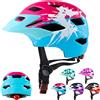 RaMokey Casco da bici per bambini e bambine dai 3 ai 15 anni, leggero, con fanale posteriore, quadrante regolabile, visiera rimovibile (50-56 cm)