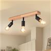 LVWIT Faretti LED da Soffitto Orientabili Nero, Faretto da Interno con 3 Lampadine LED E27, Base di Legno, Faretti Soffitto Retrò per Barra, Salotto,Cameretta, Cucina (Lampadine Escluse)