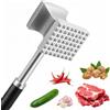 Druuzyl Batticarne Professionale 27cm in Acciaio Inox - Martello Doppia Faccia con Superficie Liscia/Zigrinata, Impugnatura Antiscivolo per Bistecche, Manzo, Pollo e Maiale, Attrezzo da Cucina Resiste