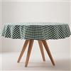 GAMUSI Tovaglia antimacchia rotonda quadro Vichy, cotone, tessuto al tatto, 160 x 160 cm, colore verde