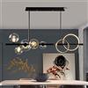 LAIDEPA Moderno lampadario Cucina LED,Plafoniera Ad Altezza Regolabile,Luce Pendente A Sfera di Vetro G9 50W, Utilizzata per Il Ristorante Nordic Chandelier Industriale,Nero,95cm