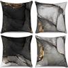 Hnmdmyi Copricuscino marmo 50x50 Set di 4, nero grigio oro astratto marmo texture inchiostro coperture cuscino decorativo acquerello arte moderna lino copertura cuscino per divano esterno Home Decor