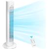 Aigostar Ventilatore a Torre Silenzioso con Telecomando, 3 Velocità, 3 Modalità, Ventilatore a Colonna, Oscillazione a 70°, Timer 7 ore, Display LED, Adatto per Casa e Ufficio, 50W, Bianco