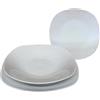 Omniacasa Risalto - Set di Piatti Moderni in Porcellana per 12 Persone (36 Pezzi) - Servizio da Tavola Bianco con Design Elegante a Rilievo Quadrato, Resistente a Lavastoviglie e Microonde.