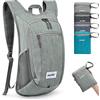 G4Free Piccolo zaino pieghevole 10/15 L leggero e pieghevole Zaino da viaggio all'aperto Borsa a tracolla, grigio, 15Liters, Escursionismo