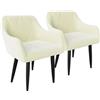 AnYu Furniture Sedie Sala da Pranzo in Velluto, Sedie da Pranzo Imbottite di Fascia Alta con Braccioli e Gambe in Metallo, Sedia Cucina Set da 2 in Stile Moderno (Beige)