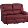 Totò Piccinni Set Divano 2 o 3 posti, Poltrona Relax CALIPSO Reclinabile, ImbottitI con Braccioli e Poggiapiedi (Effetto Nabuk Bordeaux, 2 Posti)
