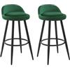 WOLTU Sgabelli Cucina Set di 2, Sgabelli da Bar con Schienale e Poggiapiedi, Velluto, Struttura in Metallo, Verde scuro, BH296dgn-2