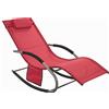 SoBuy Lettino Sdraio da Giardino a Dondolo - Sedia a Dondolo da Esterno in Textilene Rosso con Telaio in Metallo, 150x63x87cm, Lettino Prendisole per Terrazza, Piscina, Patio, OGS28-R