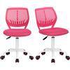 FurnitureR FR Rosa Carnation scrivania da Ufficio, Seduta in Tessuto, ergonomica, Senza braccioli, Sedia Girevole Regolabile in Altezza, Set da 2, Metallo, 40x38.5x87cm