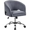 Yaheetech Poltroncina/Sedia da Ufficio Scrivania Ergonomica in Velluto Imbottita a Rotelle Girevole Reclinabile Altezza Regolabile Grigio Scuro