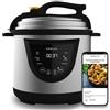 NEWCOOK NEWLUX - Pentola a Pressione Elettrica 6 Litri Acciaio inossidabile V110 1000W con 10 Menù. Programmabile 24h, Conserva il Calore, Sistema Duopressione e 100% Antiaderente