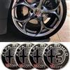 VS 4 Tappi Adesivi Coprimozzo 50mm Compatibili con Alfa Romeo New Black 147 156 GT Giulia MY 2016 Mito Nero Cerchi Lega Ruota Coppette