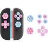 Jemdo Copri levette e tasti compatibile con Switch 2 (2025) , cappucci joystick in silicone rosa/blu con design floreale e coperture per tasti, regali per controller per ragazze e bambini