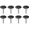 QUARKZMAN 8 Pezzi Pomelli a Stella M6 x 30mm Vite Filettata in Acciaio Inossidabile 304, 32mm Manopola Zigrinata Vite a Testa Zigrinata a 6 Stelle Plastica Impugnatura Manopola, Nero