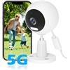 GUOANVISION Telecamera di sorveglianza esterna/interna, 5 G WLAN telecamera di sorveglianza interna, baby monitor, IP65, impermeabile per cani, visione notturna, funzione di interfono SD e cloud