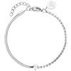 Purelei® Bracciale Fusion - Design a due parti con catena da tennis con zirconi e catena a serpente - acciaio inossidabile placcato oro - pietra goccia bianca - regolabile 16 - 20 cm - oro/argento/oro