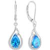 Starchenie Orecchini Donna Sterlina Argento 925 Pera Blu Zirconi Pendenti Ritorto Orecchini Compleanno Gioielli